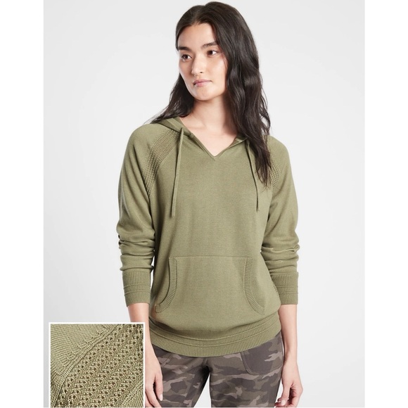 Athleta Evergreen Hoodie Sweater - Olive Green NWT SZ 1X - Picture 3 of 15